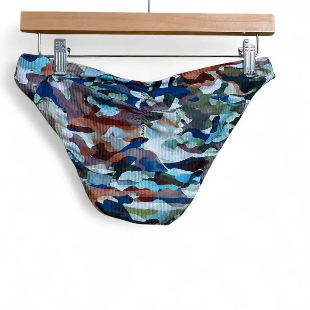 Becca Ribbed Camo Bikini Set Size S